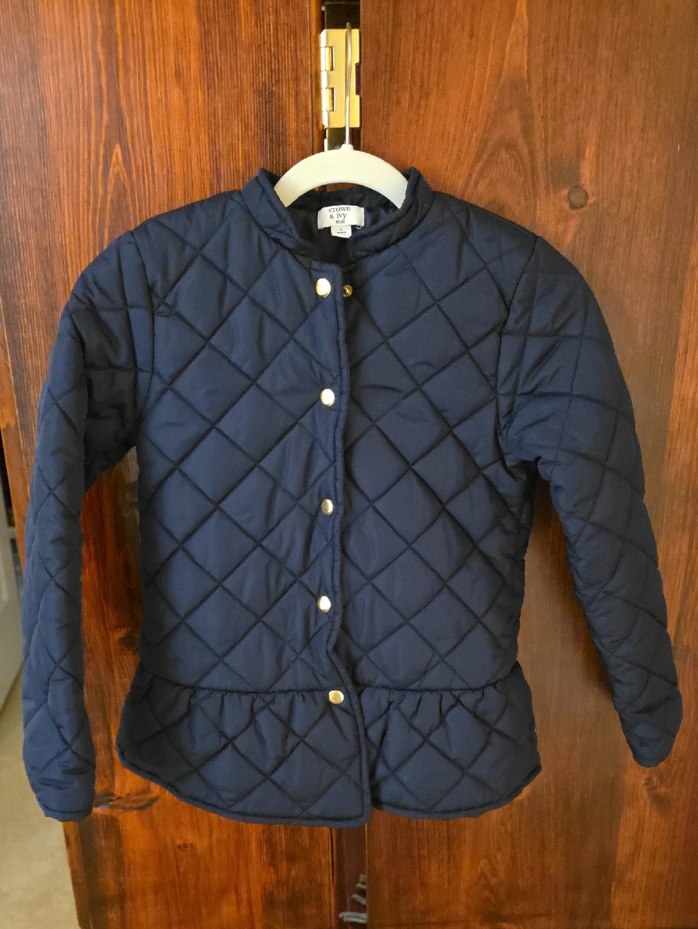 Crown & Ivy Navy Quilted Peplum-Style Puffer Jacket(KIDS)